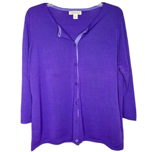 Coldwater Creek Sweaters - Coldwater Creek Silk/Cotton Cardigan - Purple/Lavender - 1X